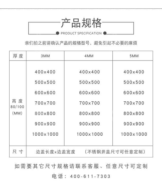不锈钢方井盖